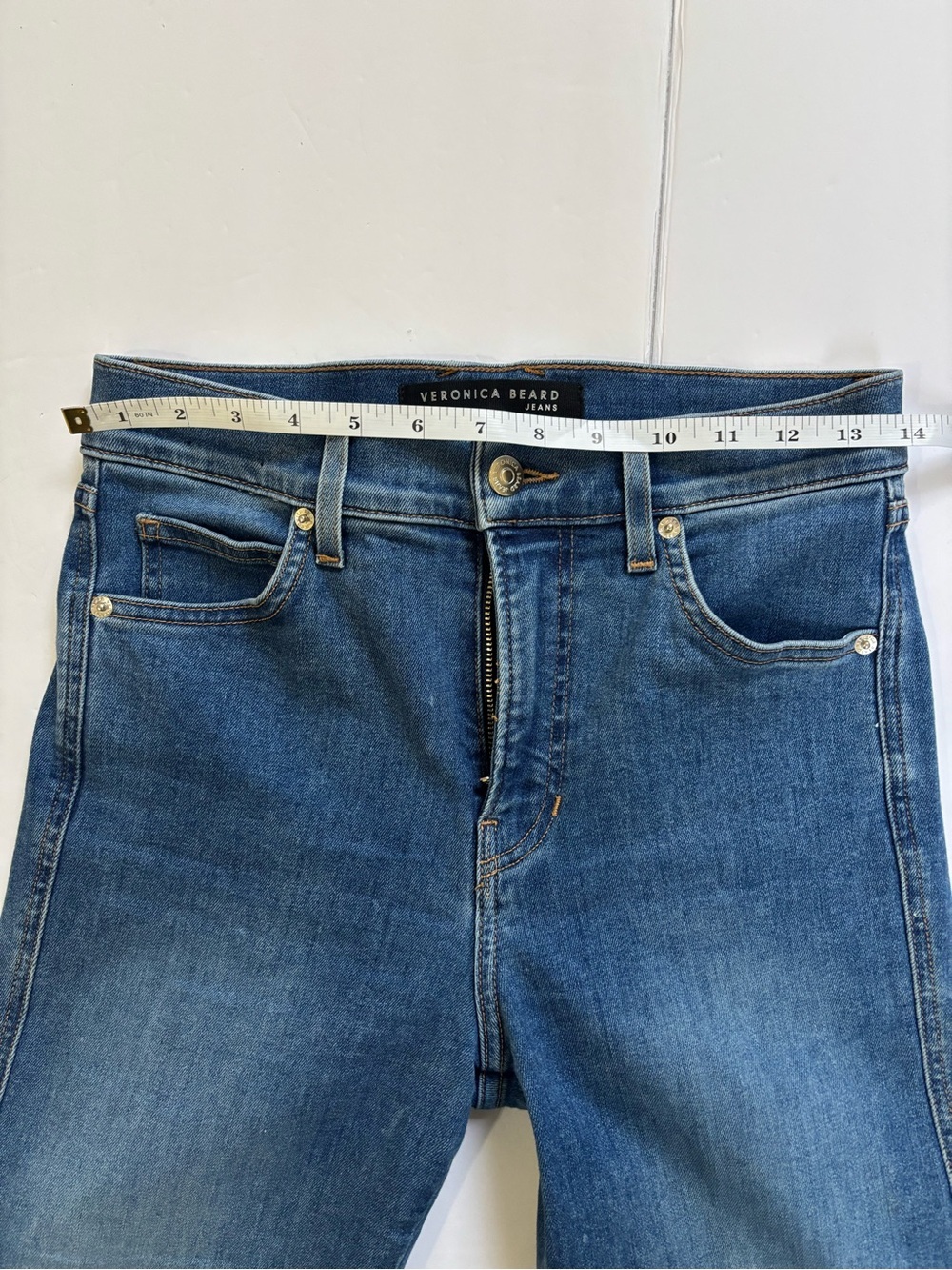 Veronica Beard Carson High Rise Ankle Flare Jeans Medium Wash Size 27 - Picture 8 of 10